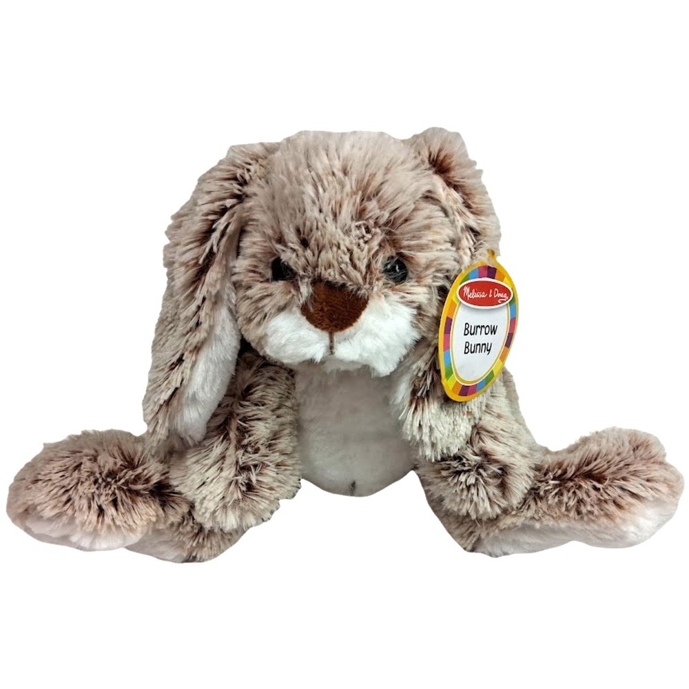 13" Plush Melissa And Doug Burrow Bunny Brown White Stuffed‎ Animal Toy NWT